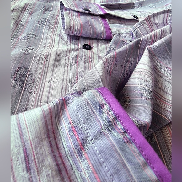 Franco Negretti Paisley Striped Button Down Dress Shirt - Picture 8 of 11